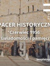 Baner promujący wydarzenie. Nazwa wydarzenia. Na tle zamku cesarskiego ustawione duże cyfry 1956.