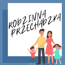 Baner promujący wydarzenie. Nazwa wydarzenia. Rysunek rodziny z dwójką dzieci.
