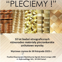 Baner promujący wydarzenie. Nazwa wydarzenia i data. Zdjęcie różnych splotów z różnych roślin plecionkarskich.