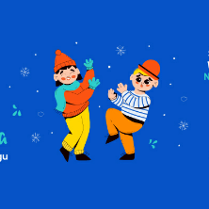 Baner promujący wydarzenie. Nazwa wydarzenia i data. Dwoje bawiących się dzieci - rysunek.