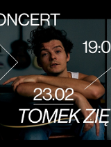 Baner promujący wydarzenie. Nazwa wydarzenia i zdjęcie artysty.