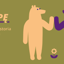 Baner promujący wydarzenie. Nazwa wydarzenia. Dodatkowo na zielonym tle rysunek dwóch misiów (jasnobrązowego i fioletowego), a między nimi kwiatek jasnobrązowy z fioletową łodyżką i listkami. Jasny miś ma fioletowe oczka.