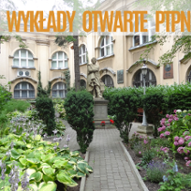 Baner promujący wydarzenie. Nazwa wydarzenia i data. w Tye zdjęcie dziedzińca PTPN na którym widnieje pomnik Adama Mizkiewicza w otoczeniu zieleni krzewów i kwiatów.