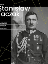 Baner promujący wydarzenie. Nazwa wydarzenia, data i zdjęcie generała.