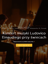 Baner promujący wydarzenie. Nazwa wydarzenia. W tle zdjęcie muzyka przy fortepianie a w około setki świec.