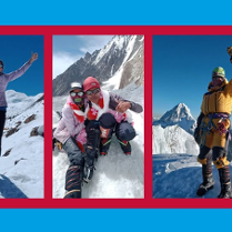 Baner promujący wydarzenie. 3 zdjęcia górskie ze zbiorów podróżniczki.