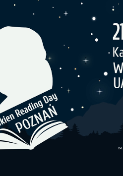 Baner promujący wydarzenie. Nazwa wydarzenia i data. Grafika negatywu głowy pisarza z fajką i otwarta książka poniżej.