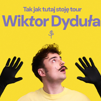 Baner promujący wydarzenie. Nazwa wydarzenia i zdjęcie artysty.