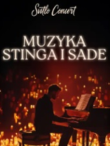 Baner promujący wydarzenie. Nazwa wydarzenia. W tle fortepian i świece.