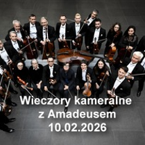 Baner promujący wydarzenie. Nazwa wydarzeania i zdjęcia osób artystycznych.