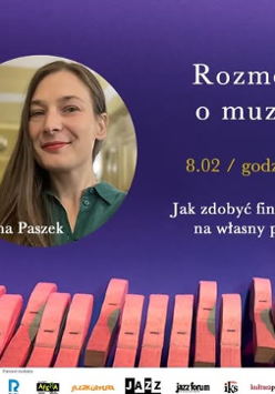 Baner promujący wydarzenie. Nazwa wydarzeania i zdjęcie osoby artystycznej.