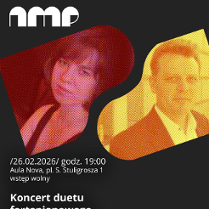 Baner z nazwą wydarzenia. Zdjęcie osób artystycznych.