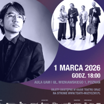 Baner promujący wydarzenie. Nazwa wydarzeania i zdjęcie osób artystycznych.