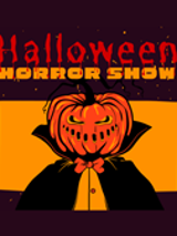 grafiak przedstawia górną częśc postaci w płaszczu, z dynią zamiast głowy, powyżej napis Halloween Horror Show