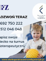 Obrazek informuje o bezpłatnej fizjoterapii dla dzieci.