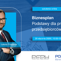 Grafika zapraszająca na szkolenie online Biznesplan - podstawy dla przyszłych przedsiębiorców