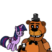 Grafika przedstawia bajkowe postacie, jednorożca i niedźwiadka.