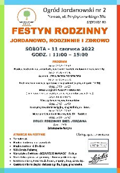 Obrazek przedstawia plakat promujący festyn w Ogrodzie Jordanowskim numer 2.