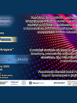 Ściana ledwo czytelnego tekstu dotyczącego wykładu popularnonaukowego o fizyce, w lewej dolnej ćwiartce zdjęcie prelegenta.