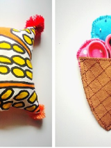 Poduszeczka na igły i worek na przybory do szycia.