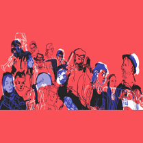 Grafika przedstawiająca sylwetki ludzkie w tanecznym korowodzie