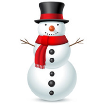 Bałwanek w czarnym kapeluszu.