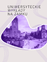 Grafika zawiera zdjęcie autorstwa Romana Stefana Ulatowskiego przedstawiające bryłę Zamku z lat 20. XX w. Zdjęcie jest przetworzone kolorowym filtrem i umieszczone w szarej ramce o nieregularnym kształcie.