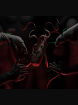 Dłonie i stopa, w środku baletka, wokół niej wirujące wstążki