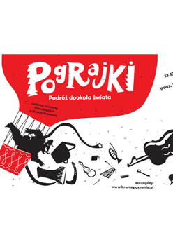 Gafika: Z kosza balonu wysypuja się instrumenty muzyczne.