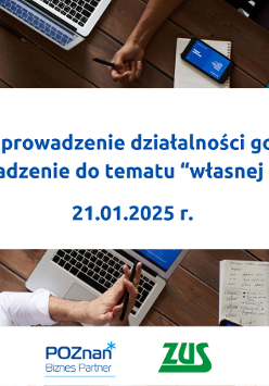 Grafika promująca szkolenie Zakładanie i prowadzenie działalności gospodarczej - wprowadzenie do tematu "własnej firmy".