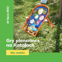 Obrazek promuje wydarzenie gry plenerowe na Ratajach.
