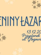 Plakat, na gwiazdkowym tle napis Imieniny Łazarza, 13.12.2025, Przystanek Pireus, ul. Głogowska 35