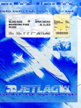 Plakat promujący wydarzenie. Przypomina bilet lotniczy. Dominuje kolor niebieski i biały. W centrum niewyraźny rysunek samolotu.