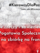 Na biało-czerwonym tle napisy informujące o akcji Kierowcy dla Poznania.