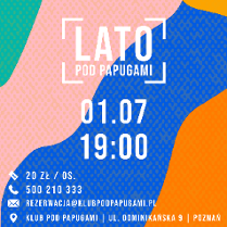 Grafika, kolorowe falujące tło a na niej napisy, które informują o wydarzeniu.