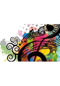 Logo: klucz wiolinowy na kolorowym tle.