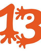 Pomarańczowa 13-stka na białym tle