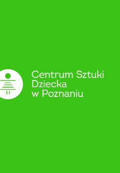 Zarys postaci dziewczynki z poziomych i pionowych kresek i koła. Obok napis: Centrum Sztuki Dziecka w Poznaniu.