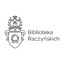 Logo przedstawia tarczę i hrabiowską koronę, nad nią rogi jelenia, między którymi stoi panna z przepaską na głowie, oburącz trzymająca się rogów. Po prawej stronie logotypu umieszczono w dwóch wersach napis: Biblioteka Raczyńskich.