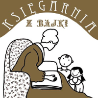 Utrzymane w biało brązowej kolorystyce logo na któym umieszczonoa Panią siedzącą w fotelu i czytającą książkę dwójce dzieci.