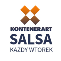 Na białym tle logo KontenerART i napis "Kontenerart salsa każdy wtorek".