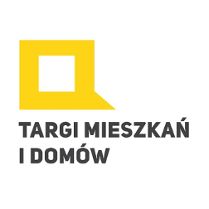logo targów mieszkań i domów to żółty obwód kwadratu z dostawionym po prawej stronie małym trójkątem