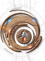 logo targów przedstawiające drzewo wycięte w kawałku drewna