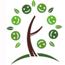 rysunek - brązowe drzewo i zielone liście