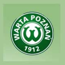 Na zielonym tle Logo Klubu Warta