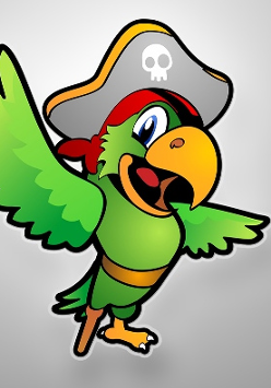 Logo świetlicy Nibylandia przedstawiajace rysunek papugi