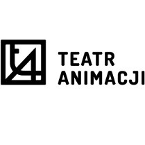 Czarno-białe logo Teatru Animacji: po lewej stronie litery "t" i "A" w czarnej ramce, po prawej stronie napis "Teatr Animacji".
