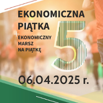 Logotyp biegu Ekonomiczna Piątka - w środku nazwa biegu i termin, a w tle biegnący ludzie. Z lewej dolnej logotyp Uniwersytetu Ekonomicznego na zielonym tle