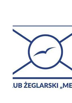 Logotyp Klubu Żeglarskiego Mewa - w środku symbol mewy an tle żagla. Na dole nazwa klubu. Wszystko w granatowym kolorze na białym tle