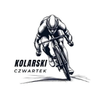 Logotyp Kolarskich Czwartków - czarno-biała sylwetka jadącego kolarza, a z boku nazwa zawodów